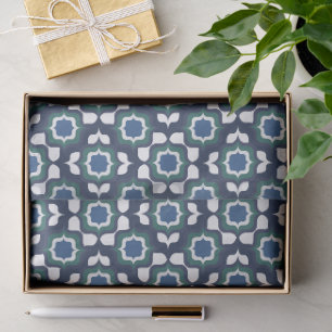 Papel De Seda Azulejos Mediterráneos Retro Azul Marino Blanco