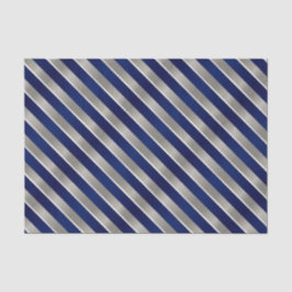 Papel De Seda Azules marinos, plata y rayas diagonales blancas