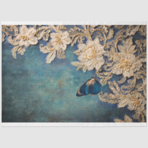 Papel De Seda Azure Allure, Butterfly Patina y encaje bordado