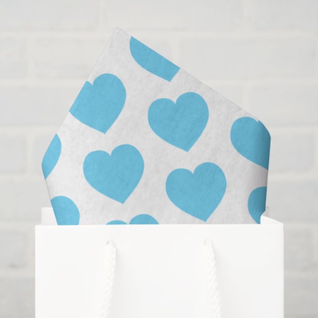 Papel De Seda Baby Blue Hearts Modern Sweet Love Notes Fun (Bolsa de regalo)