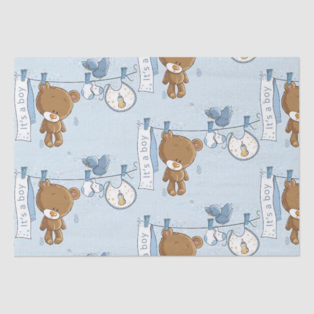 Papel De Seda Baby Boy Teddy Bear (Anverso)