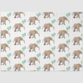 Papel De Seda Baby Elephant green & blue balloon Tissue Paper.