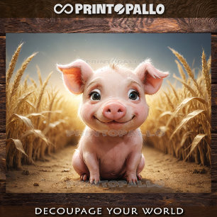 Papel De Seda Baby Farm Animals: lindo cerdo rosa