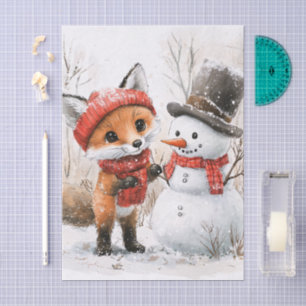 Papel De Seda Baby Fox y Snowman