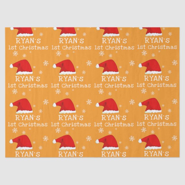 Papel De Seda Baby`s First Christmas Red Santa Hat Snowflake (Anverso)