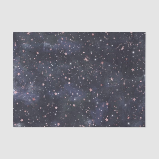 Papel De Seda Baby Shower Celestial azul y rosa Starry Night Sky (Anverso)