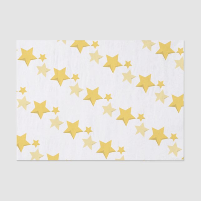 Papel De Seda Baby Shower Celestial Yellow Cute Stars (Anverso)