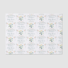 Papel De Seda Baby Shower Cute Dinosaur Mom Name Blue