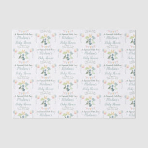 Papel De Seda Baby Shower Cute Dinosaur Mom Name Blue