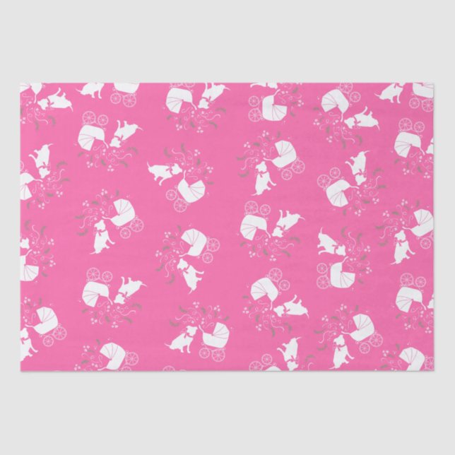Papel De Seda Baby Shower de Bulldog Rosa (Anverso)