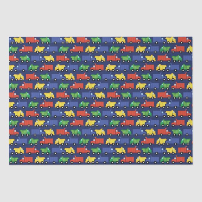 Papel De Seda Baby Shower de camión de construcción (Anverso)