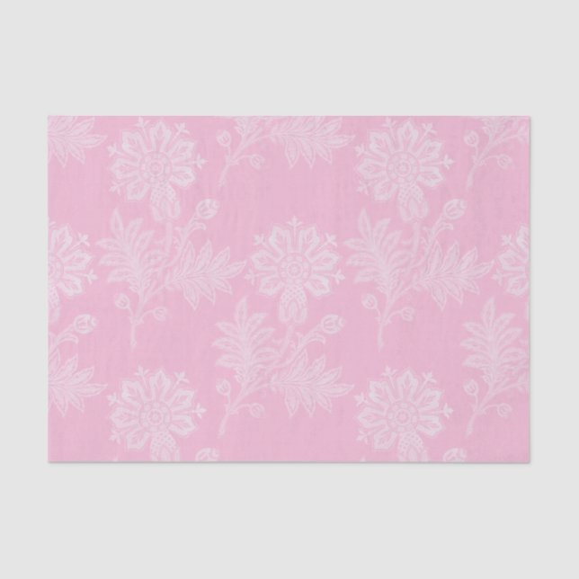 Papel De Seda Baby Shower de Encaje Floral Rosa (Anverso)