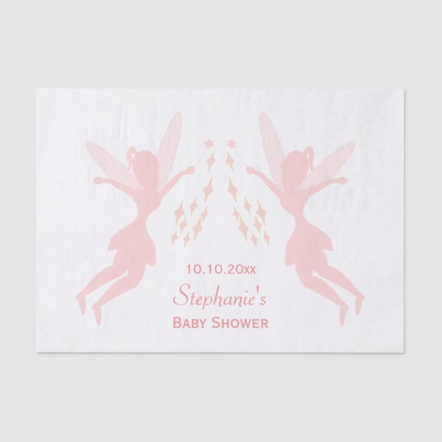 Papel De Seda Baby Shower de hadas rosadas (Anverso)