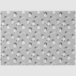 Papel De Seda Baby Shower de invierno simple pingüino gris