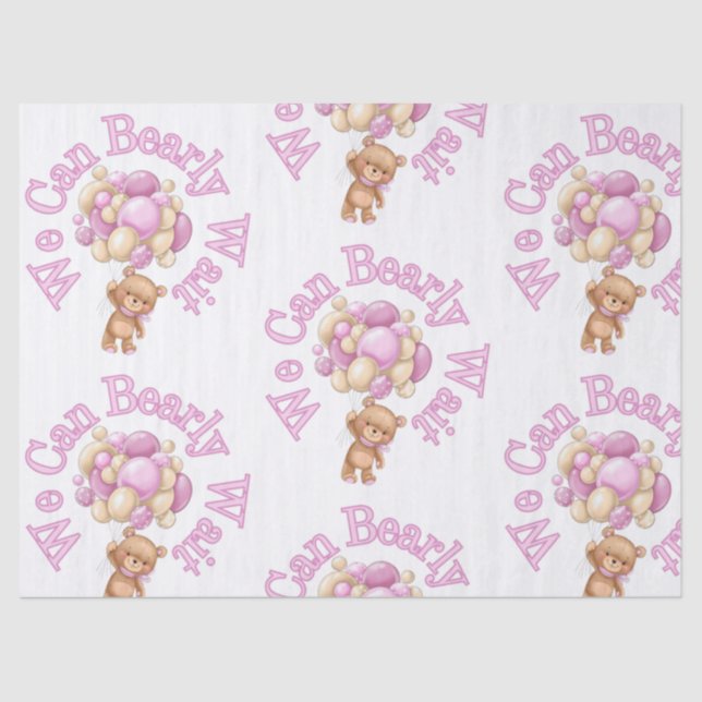 Papel De Seda Baby Shower de oso rosado chica (Anverso)
