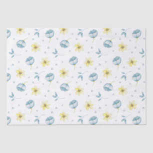 Papel De Seda Baby Shower floral azul amarillo bonito