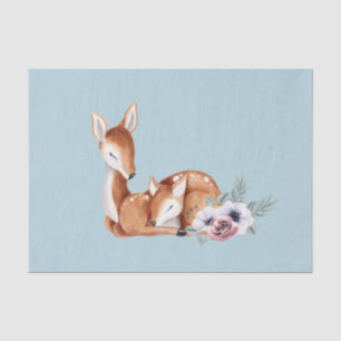 Papel De Seda Baby Shower Floral Bosque Ciervo Vintage Rústico