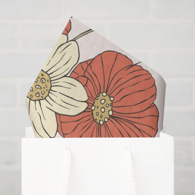 Papel De Seda Baby Shower | Mariposas y flores poéticas (Bolsa de regalo)