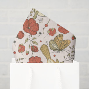 Papel De Seda Baby Shower   Mariposas y Flores Poéticas Florales