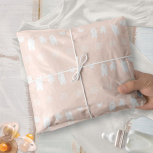Papel De Seda Baby Shower Minimalista de Niña con Ropa de Durazn