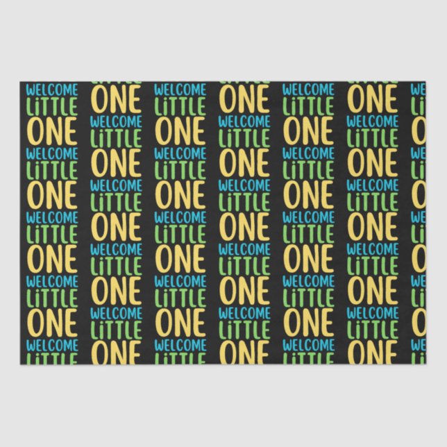 Papel De Seda Baby Shower negro "Welcome Little One" (Anverso)