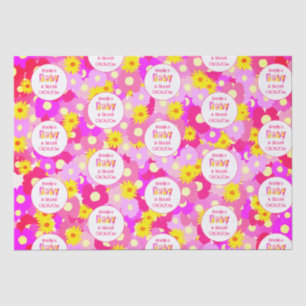 Papel De Seda Baby Shower personalizado de flor rosa de bonito