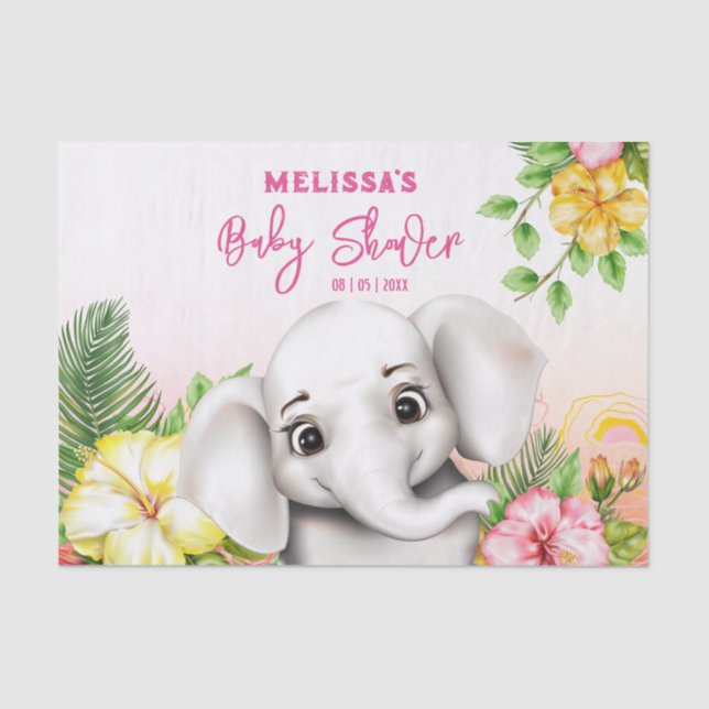 Papel De Seda Baby Shower personalizado del Elephant Jungle Safa (Anverso)
