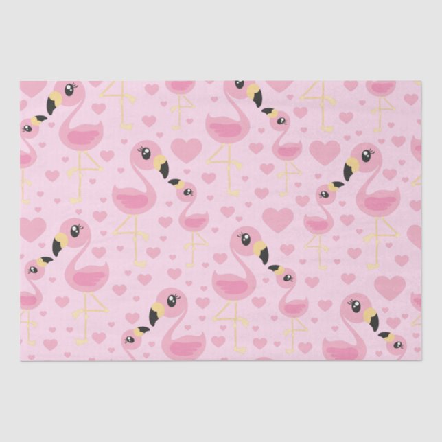 Papel De Seda Baby Shower rosa Flamingo (Anverso)