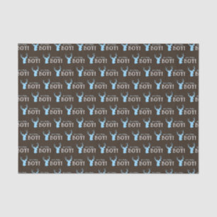 Papel De Seda Baby Shower Rustic Wood Blue Deer Boy