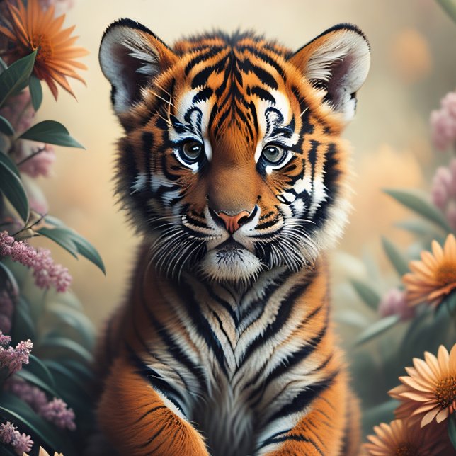 Papel De Seda Baby tiger in the wildflowers v4 (Subido por el creador)