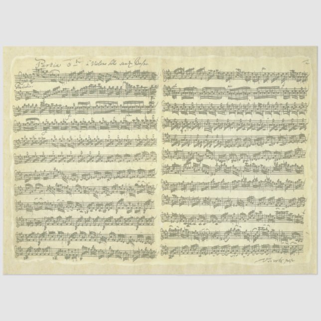 Papel De Seda Bach Partita para el manuscrito musical del violín (Anverso)
