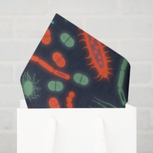 Papel De Seda Bacteria Brillante Microorganismo verde rojo