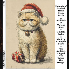 Papel De Seda Bah Humbug Gruñón Gato de Navidad EA9L Decoupage
