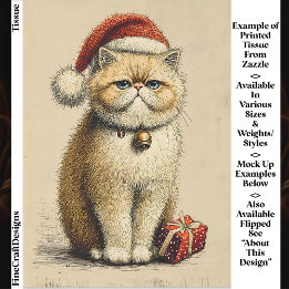 Papel De Seda Bah Humbug Gruñón Gato de Navidad EA9R Decoupage
