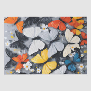 Papel De Seda Bailando arte acrílico de mariposa colorida,