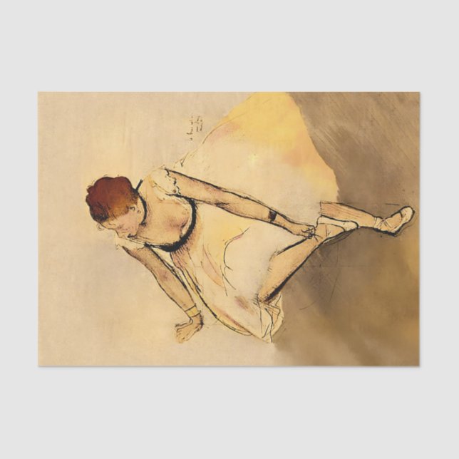 Papel De Seda Bailarina ajustando su zapatilla, arte de Degas (Anverso)