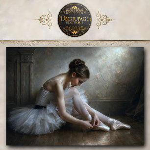 Papel De Seda Bailarina ajustando zapatos de puntas