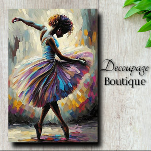 Papel De Seda Bailarina de Arte al Óleo Arcoíris Decoupage