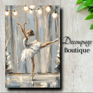 Papel De Seda Bailarina de Ballet Azul Plateado Acuarela Decoupa