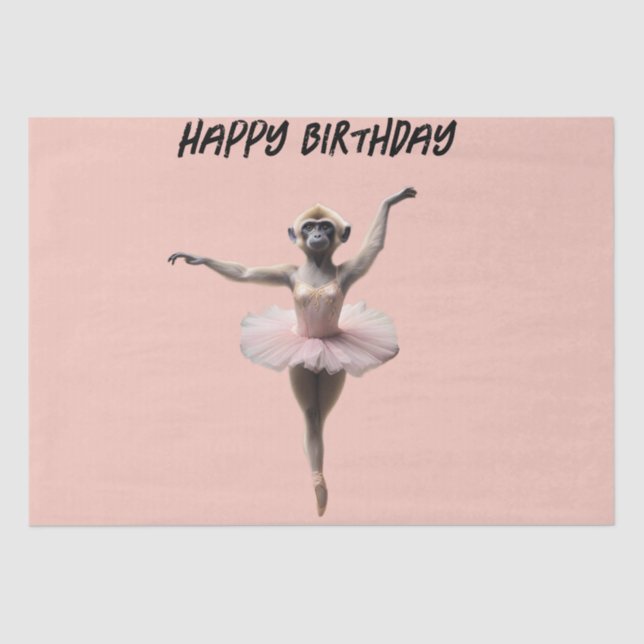 Papel De Seda Bailarina De Ballet De Mono Gibbon En Un Tutu, (Anverso)