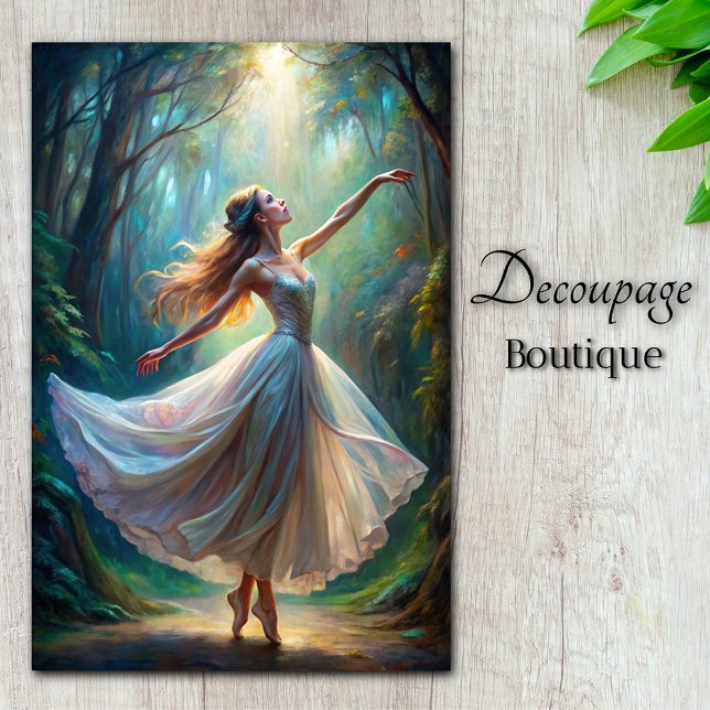 Papel De Seda Bailarina de decoupage del Bosque Encantado (Enchanted Forest Ballerina Decoupage Tissue Paper)