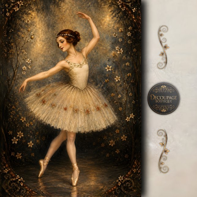 Papel De Seda Bailarina de Floral Encantada Decoupage (Enchanted Floral Ballerina Decoupage Tissue Paper)
