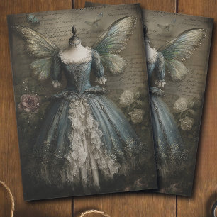 Papel De Seda Bailarina de Hada Mágica Vintage Azul Decoupage