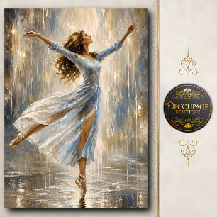 Papel De Seda Bailarina de la lluvia elegante en vestido azul