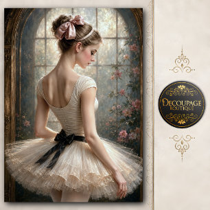 Papel De Seda Bailarina de Ventana de Jardín con Lazo Rosa