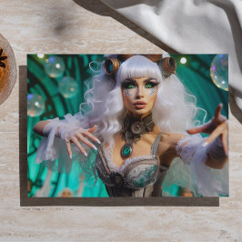 Papel De Seda Bailarina futurista victoriana steampunk verde