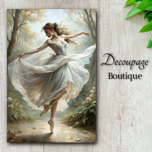 Papel De Seda Bailarina Romántica Bosque Decoupage (Romantic Ballerina Dance Forest Decoupage Tissue Paper)