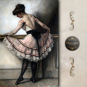 Papel De Seda Bailarina Vintage con Tutú Rosa Decoupage