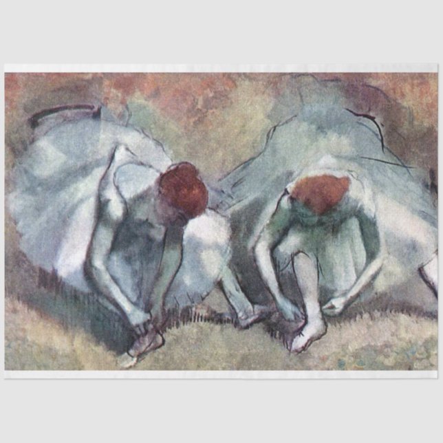 Papel De Seda Bailarinas atando sus zapatos, Edgar Degas (Anverso)