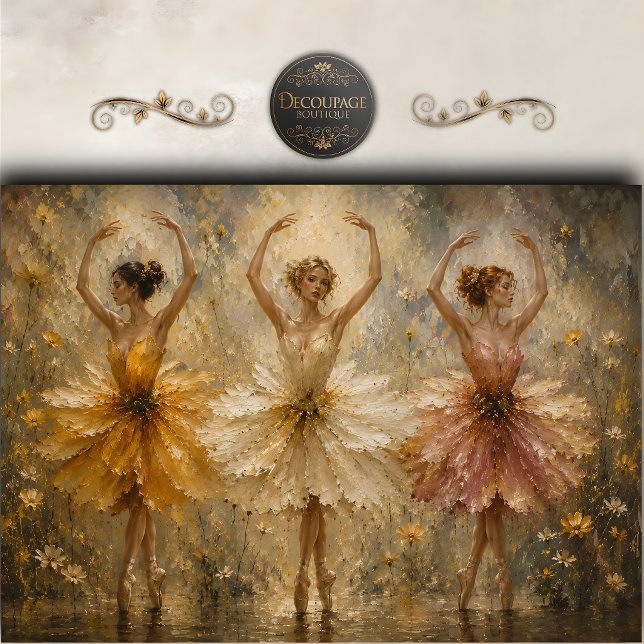 Papel De Seda Bailarinas de Petal Waltz Decoupage (Petal Waltz Ballerinas Decoupage Tissue Paper)